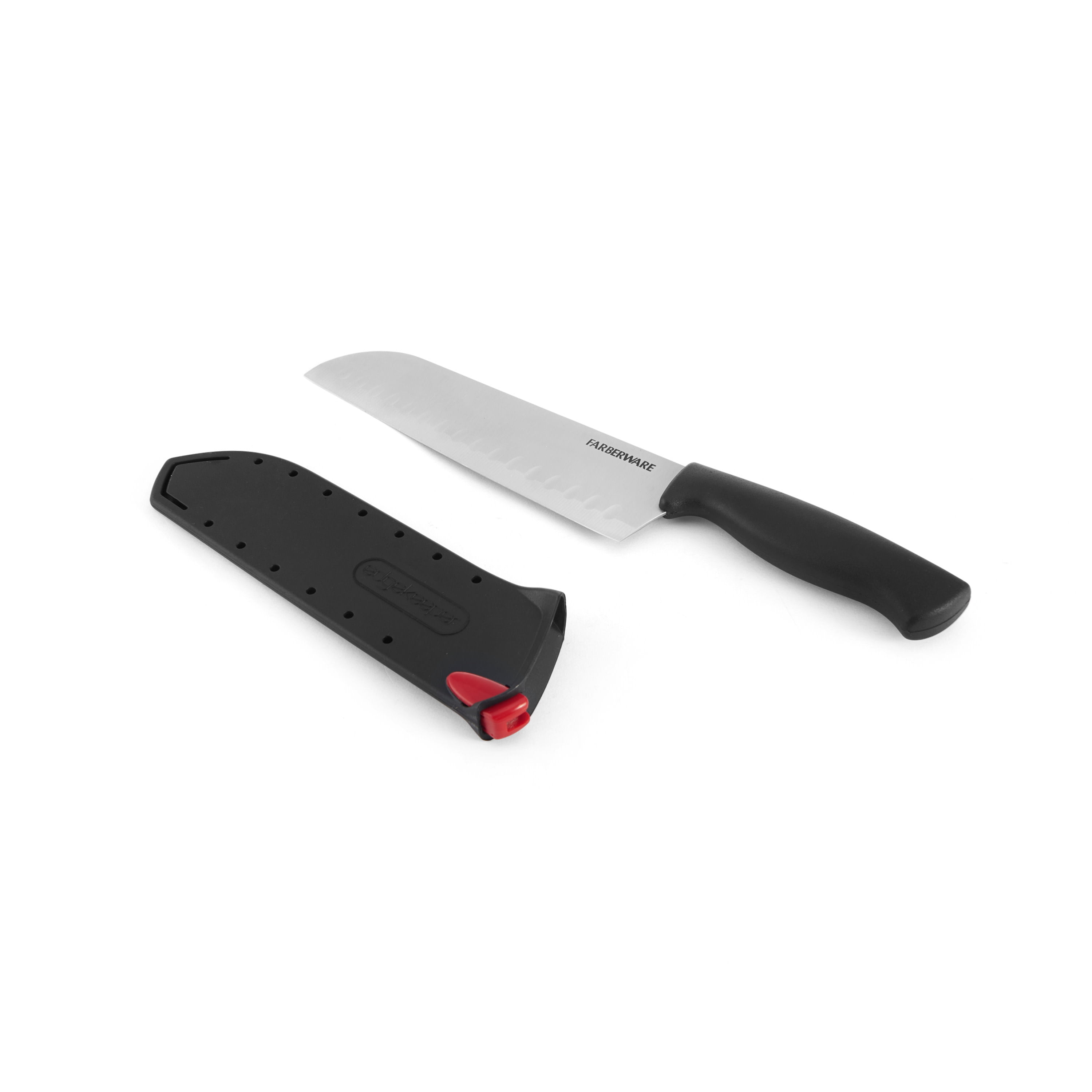 Farberware 7-inch Butcher Knife with Self-Sharpening Blade Cover, Sharp  Kitchen Knife, Black