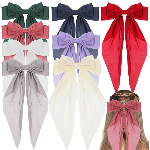 WHAMVOX  8 Pcs Big Hair Bows Hair Accessories For Women Large Hair Bows Hair Ribbon Bows Hair Bow Clips Hair Clips For Women