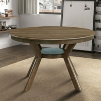 PORKISS 47" Round Dining Table for 4 People, Coffee Table, Modern Farmhouse Wooden Kitchen Table with Storage Shelf, Living Room, Oak (Chairs Not Included)