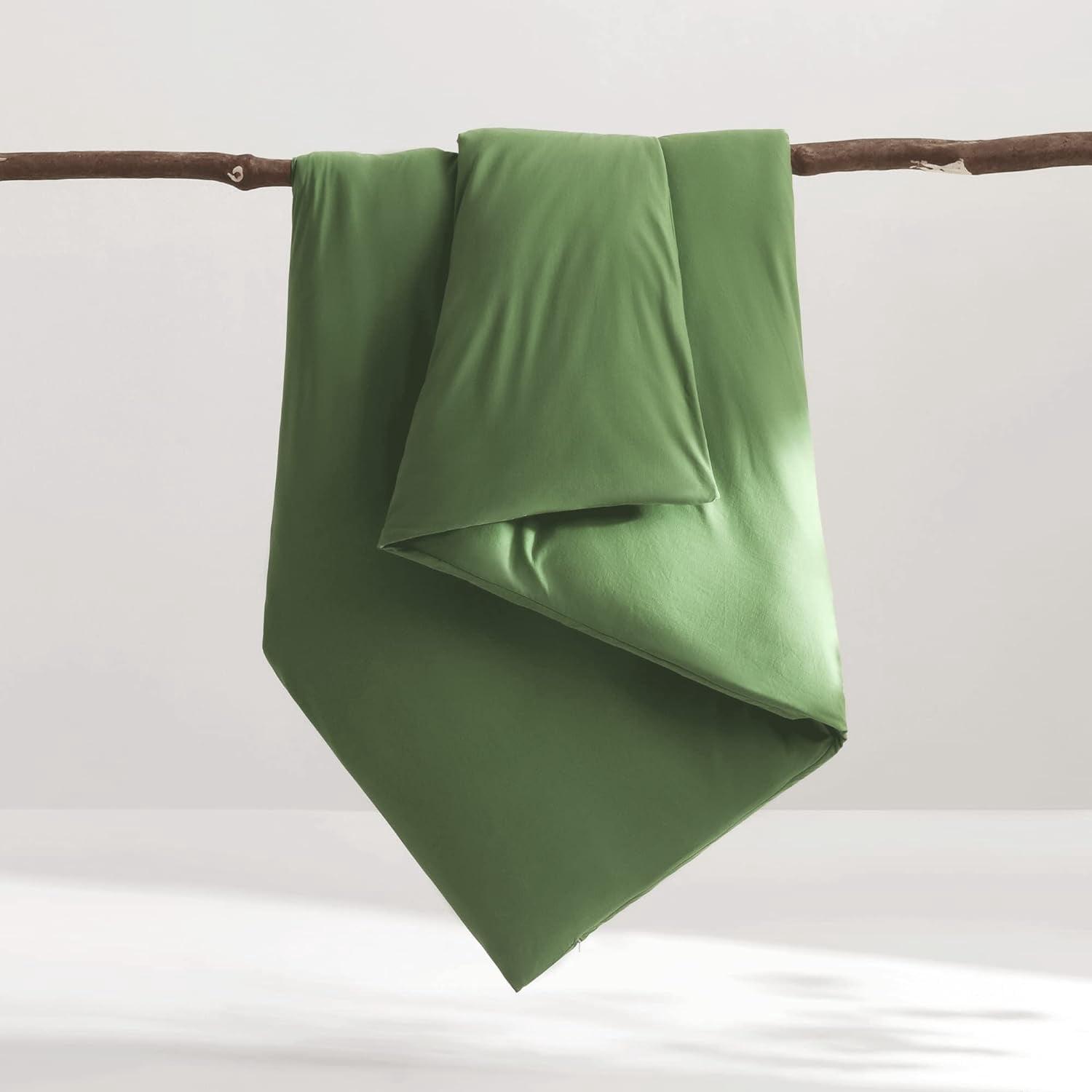 REWARDOWN Conifer Duvet Cover King Size, 68% Richcel Fiber Easy Fit, Ultra Soft Breathable Aesthetic Style-Perfect Companion for Duvet, Green
