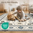 thumbnail image 4 of ODIKA 4'x6' Ivory Blue Ornate Medallion Traditional Washable Area Rug Elaborate Central Motif with Decorative Pet Friendly, Non-Shedding for Bedroom, Reading Nook, 4 of 7
