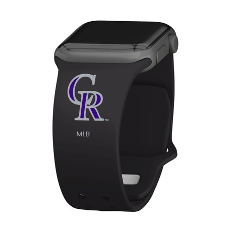 Black Colorado Rockies Logo Silicone Apple Watch Band