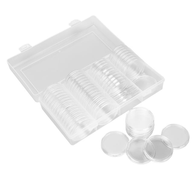 Caja de almacenamiento de Monedas ANGGREK Transparente Plástico 60 Piezas 41 Mm