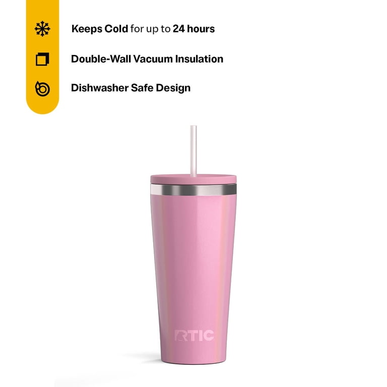 RTIC 20 oz Ceramic Lined Everyday Tumbler, Spill-Resistant Straw