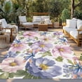 thumbnail image 2 of Spring Flowers Outdoor Rug for Patio/Deck/Porch, Non-Slip Large Area Rug 5 x 8 Ft, Watercolor Floral Dragonflies Vintage Indoor Outdoor Rugs Washable Area Rugs, Reversible Camping Rug Carpet Runner, 2 of 8