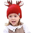 thumbnail image 5 of Lindo sombrero de punto cálido y suave para bebé con astas de reno para niñas y niños pequeños, 5 of 5