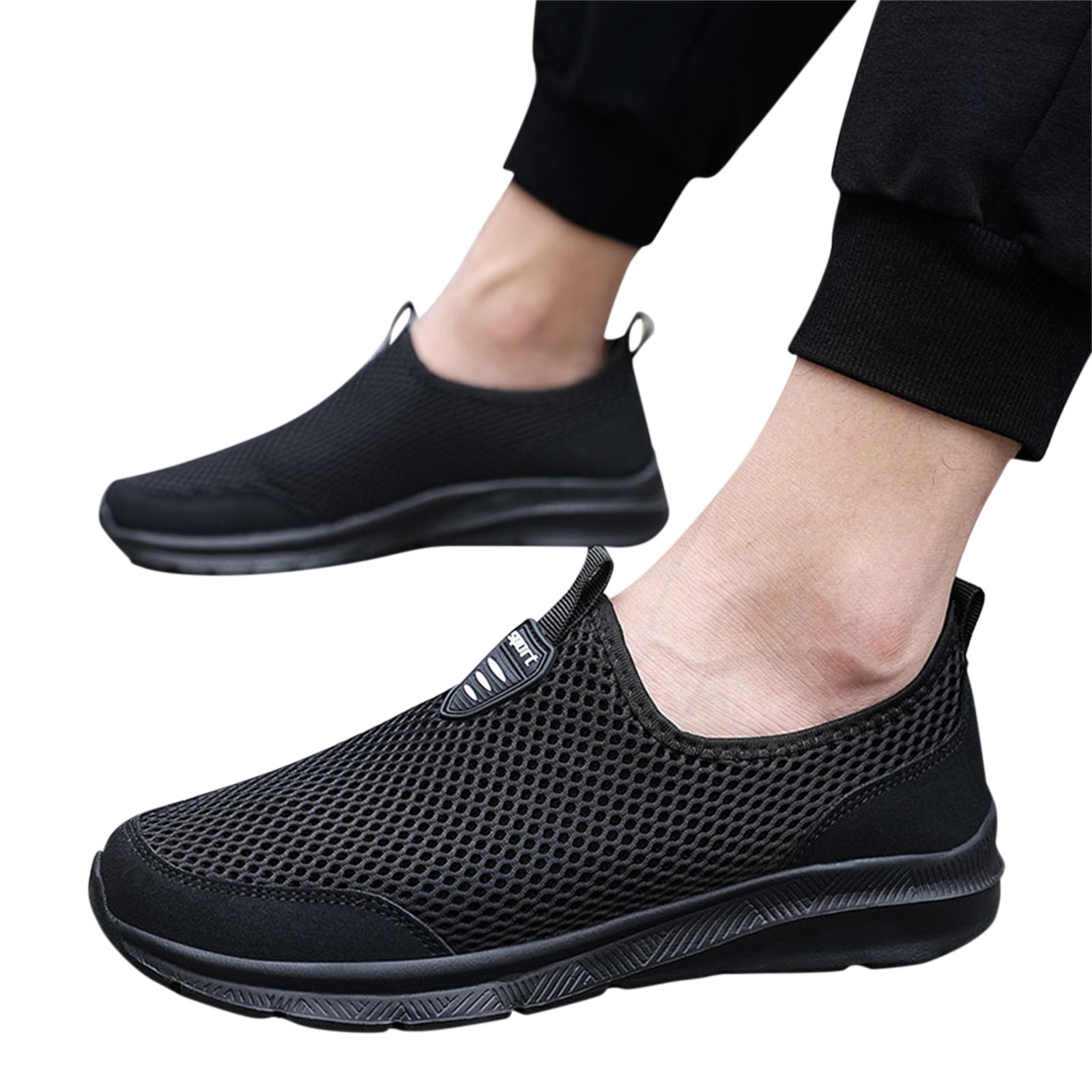 CBGELRT Shoes for Men Casual Men's Sneakers Tennis Shoes Men Fashion Summer Men Sneakers Breathable Mesh Shallow Lace up Casual Shoes Male Black 48 - image 4 of 9