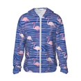 thumbnail image 2 of Uemuo Flamingo Pattern Women's Full Zip UPF 50+ Sun Protection Hoodie Jacket Long Sleeve Sun Shirt Hiking Outdoor Performance with Pockets-Small, 2 of 9