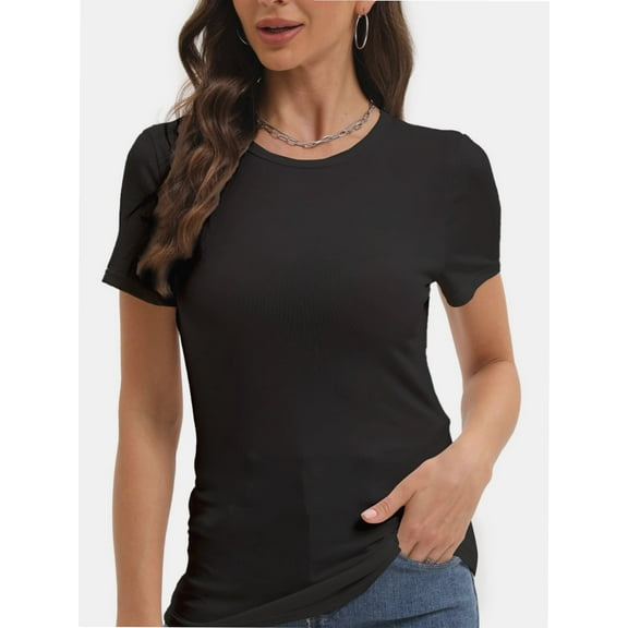 Women's Basic Short Sleeve T-Shirts - Crewneck Casual Tees for Summer