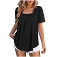 thumbnail image 1 of Yuyuzo Going out Tops for Women Short Sleeve Shirts Crewneck T Shirts Ribbed Knit Stretchy Slim Fitted Basic Tees, 1 of 1
