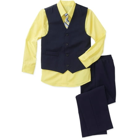 George - Boys' 4 Piece Shirt, Pants, Vest and Tie Set - Walmart.com