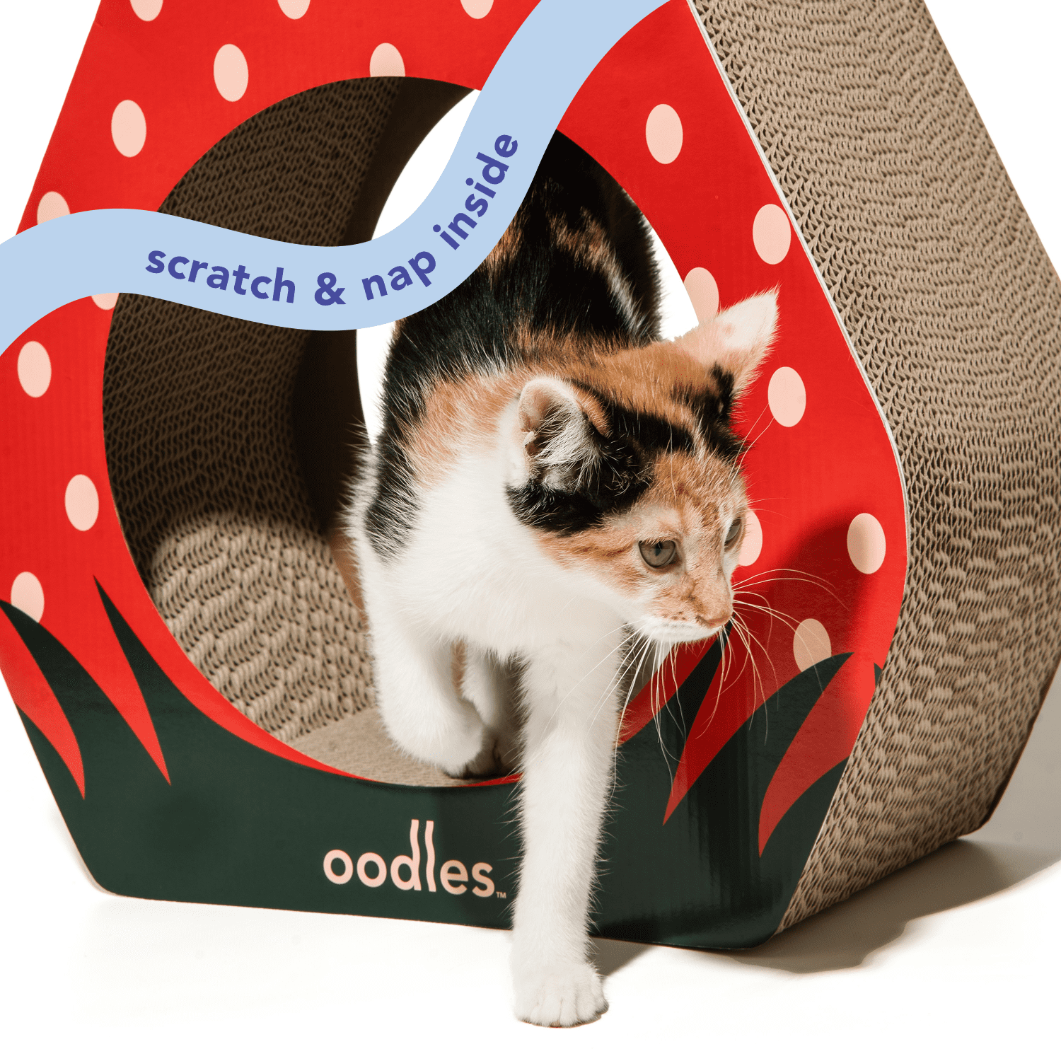 Oodles Durable Corrugated Cardboard Red Strawberry Cat Scratching Pad, O/S
