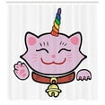 thumbnail image 3 of Ambesonne Unicorn Cat Shower Curtain, Pink Maneki Neko, 69"Wx75"L, Multicolor, 3 of 3