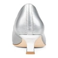 thumbnail image 3 of FSJ Women Graceful Two-Tone Kitten Low Heels Pumps Slip On Square Cap Closed Toe Casual Office Work Comfort Dress Shoes Size 10.5 Silver, 3 of 5