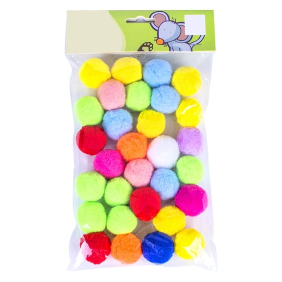 30PCS Cat Pompom Balls Assorted Bouncy Creative Cat Chew Toys Cat Plush Balls