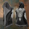 thumbnail image 2 of Viking Knit Hooded Cardigan Print Long Sleeve Sweater Open Front for Casual Everyday Wear Grey XXL, 2 of 5