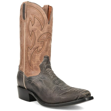 

Dan Post Men s Exotic Ostrich Western Boot Square Toe Grey 9.5 EE US