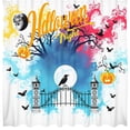 thumbnail image 1 of Spooky Halloween Night Shower Curtain with Ravens Lanterns, 1 of 4