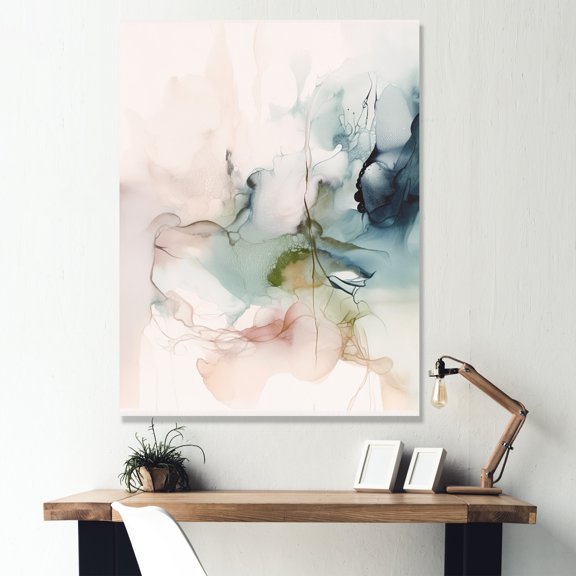 Designart "Green And Cream Essence Of Modernity IV" Abstract Canvas Wall Art