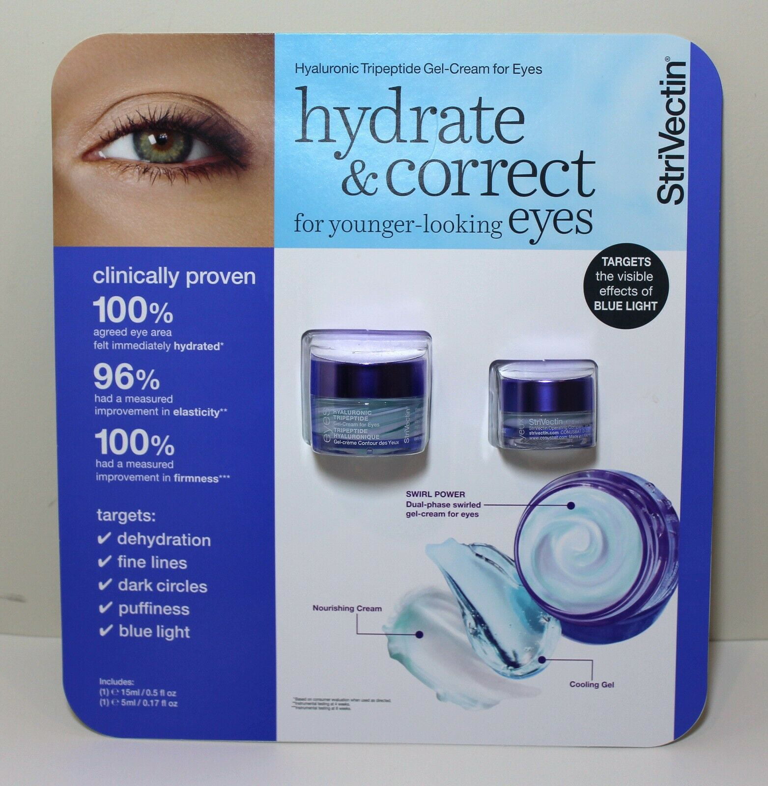 StriVectin Gel-Cream Tripeptide 2-pack Hyaluronic Eyes, for