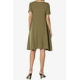 thumbnail image 2 of Robe T-Shirt Ample à Manches Courtes Col Bateau Longueur Genou avec Poche pour Femmes, 2 of 6