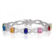 Family Jewelry Personalized Planet Mother's XOXO, Oval Birthstone Bracelet - 8.25in ,Women's