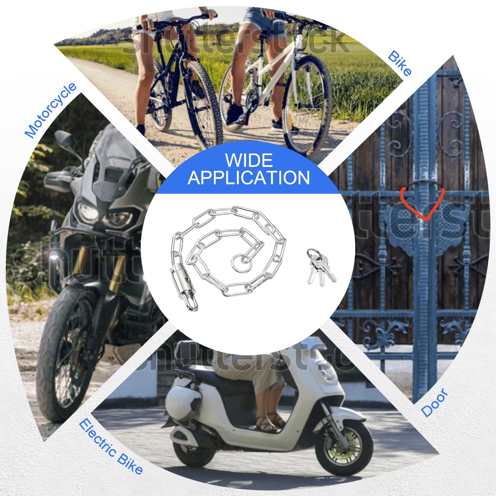Bike Chain Lock, (27 Inch, Silver) (1 Pcs), Manganese Steel Anti-Theft Bicycle Round Chain Lock with Keys, Suit for - Bike/Motorcycle/Scooter/Truck