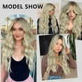 thumbnail image 6 of Clip in Long Wavy Synthetic Hair Extension 24 Inch Medium Brown Ash Blonde 4PCS Thick Hairpieces Fiber Double Weft Hair for Women, 6 of 7
