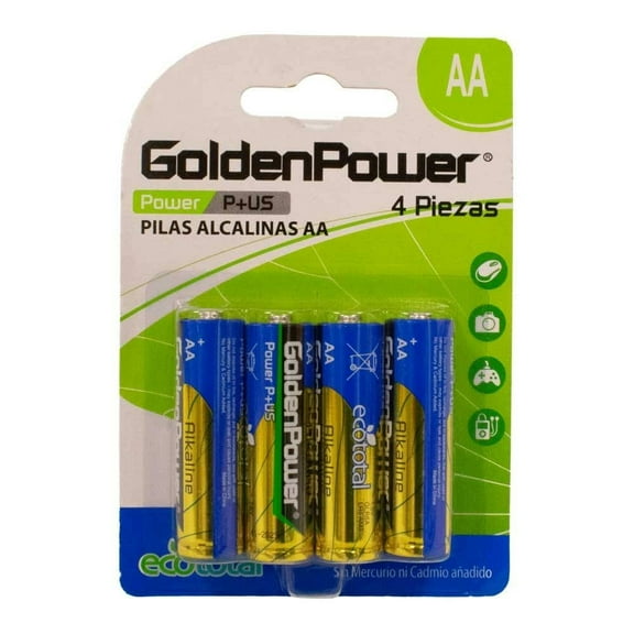 Pilas Alcalinas Prichos Golden Power Cilíndricas AA de 1.5 V c/u 4 Piezas