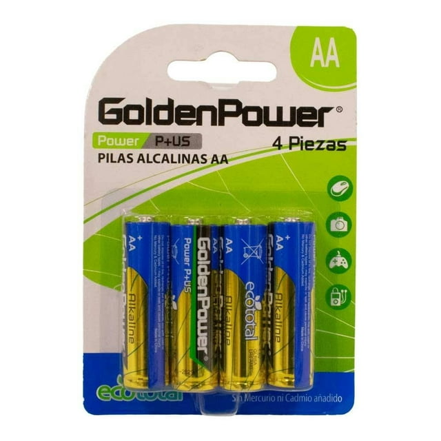 Pilas Alcalinas Prichos Golden Power Cilíndricas AA de 1.5 V c/u 4 Piezas