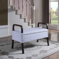 thumbnail image 4 of Pale Gray and White Scales Wooden Storage Bench with Handles, 4 of 9