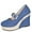 Blue, variant on Lenago Womens Summer Sandals Slip-On Flatform Shoes Soft Suede Comfortable Breathable High Wedge Casual Footwear Evening Party Wedding Shoes