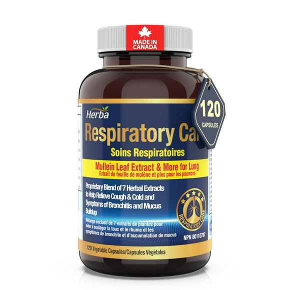 Herba Lung Detox Supplement with Mullein Leaf Extract – 120 Capsules | Mucus and Phlegm Relief for Lung Cleanse & More | Natural Lung Detox and Flush to Protect Respiratory System