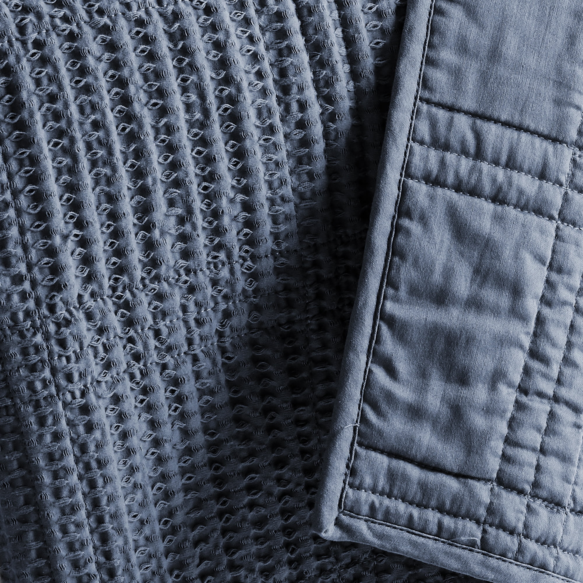 Levtex Home - Cloud Waffle Quilt Set - King Quilt and Two King Shams - Waffle Textured - Navy - Quilt (106x92in.) and Shams (20x36in.) - Reversible - Cotton