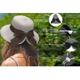 thumbnail image 3 of Women's Vintage Foldable Sun Visor Straw Hat w/ Bow, Mix Black White, 3 of 4