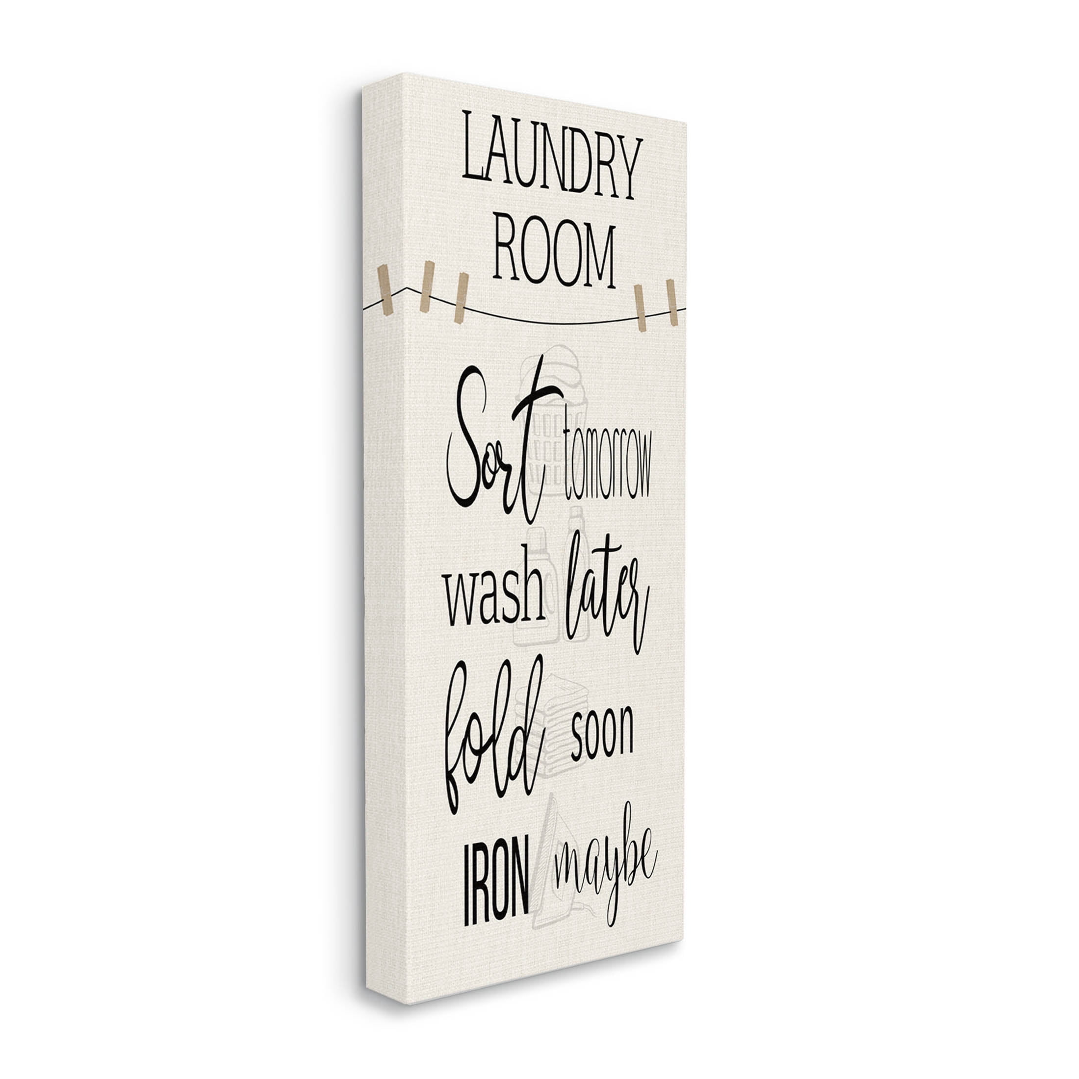 Laundry Room List Clothesline Typography Graphic Art Gallery Wrapped Canvas Print Wall Art