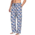 thumbnail image 6 of Wukai white Skull blue daisy Mens PJ Pajama Pants|Sleepwear Plaid PJs with Pockets|Men's Lightweight Open-Hem Lounge Pants-XX-Large, 6 of 6