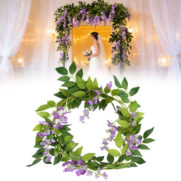 Artificial Wisteria Garland, 78 inch Fake Hanging Flower Vine, Silk Floral Rattan, Wall Hanging Greenery, Wedding Arch Flowers, Outdoor Garden Vines, Indoor Room Floral Decor for Home Decoration