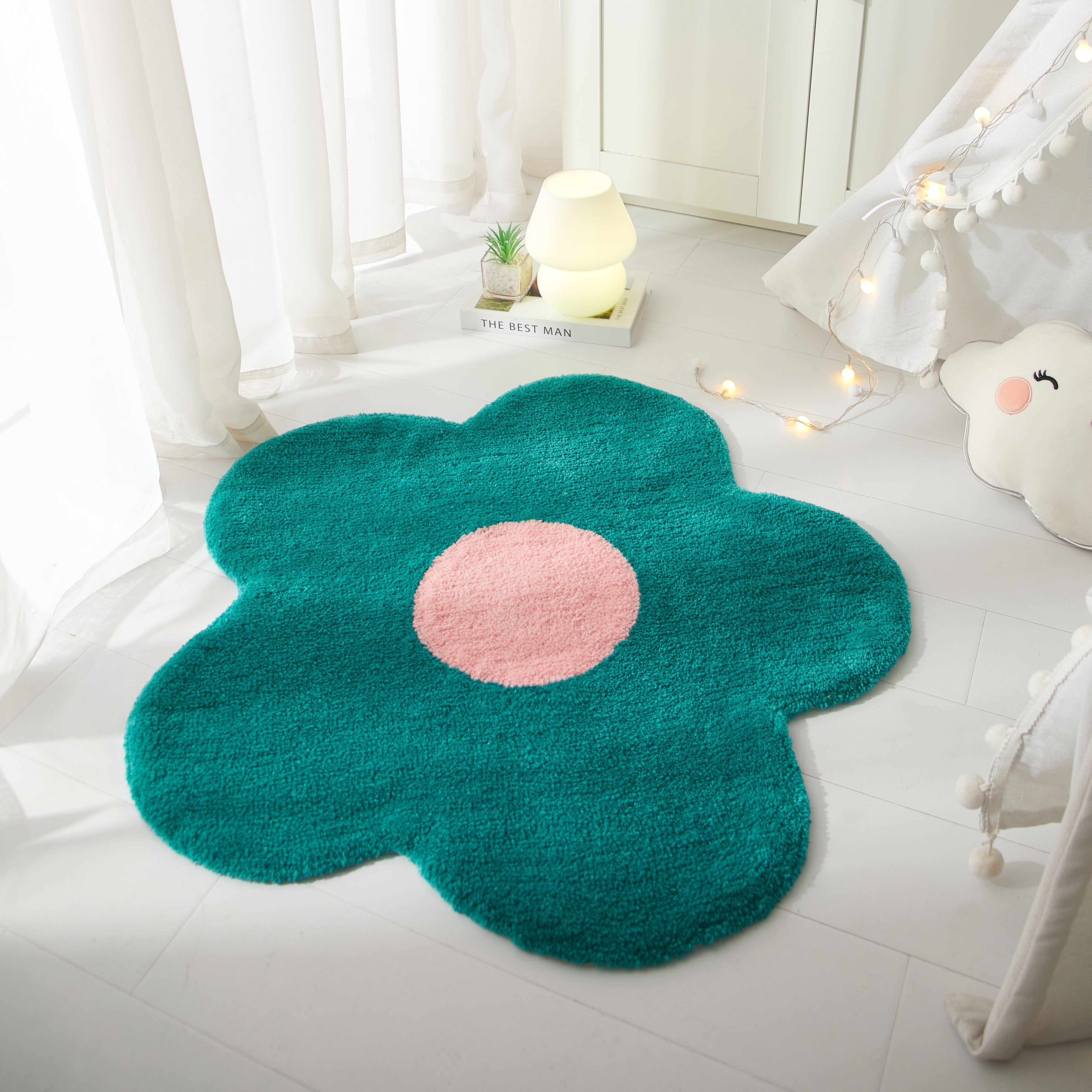Mainstays Flower Shaped Rug, Teal
