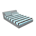 thumbnail image 2 of Ambesonne Abstract Fitted Sheet & Pillow Sham Set, Color Bands Stripes, Full, Aqua Black White, 2 of 2