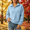thumbnail image 6 of AKOEE Quarter Zip Pullover Womens Fleece Fuzzy Sweater Loose Long Sleeve Casual Warm Plain Sweatshirts Winter (M, Blue), 6 of 7