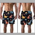thumbnail image 3 of luoweisi Men's Beach Shorts Quick Dry Swim Trunks with Mesh Lining Cartoon Dinosaur 2XL, 3 of 5