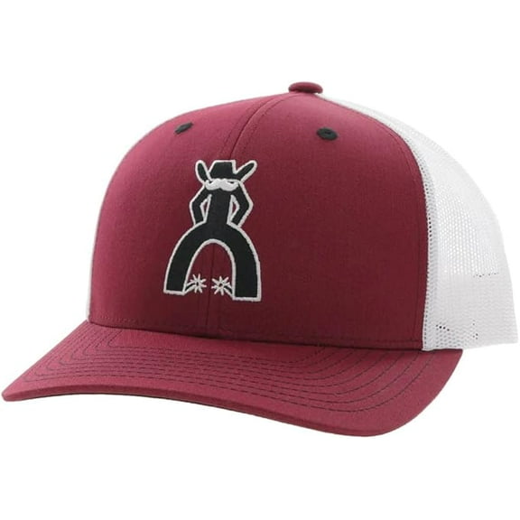 Hooey Mens Knox Punchy Adjustable Snapback Cap Hat, (Maroon/White)