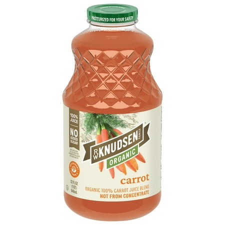 R.W. Knudsen Family Organic Carrot Juice, 32 oz, Glass Bottle, Shelf-Stable