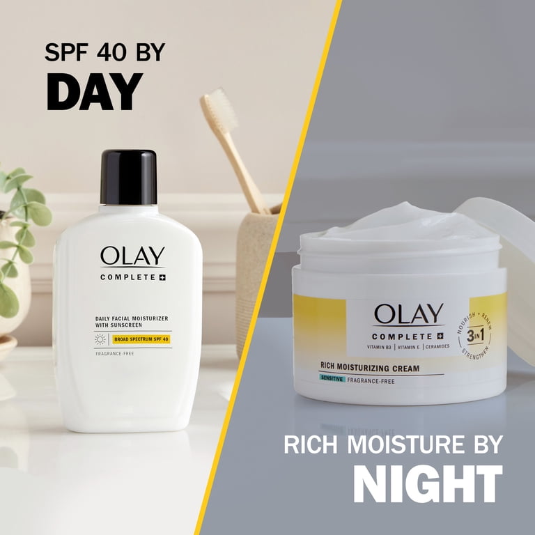3 pack) Olay Complete+ Rich Moisturizing Cream Fragrance-Free, 8.5