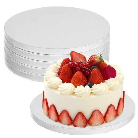 HERFIER 6-Pack 10 Inch Round Cake Boards Cardboard Cake Bases for Wedding Cakes Cake Drums Baking Displays and More
