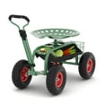 thumbnail image 1 of CazToi Chariot de Jardin avec Siège Pivotant, Plateau à Outils, Hauteur Réglable et Roues de 10 Pouces, 1 of 7