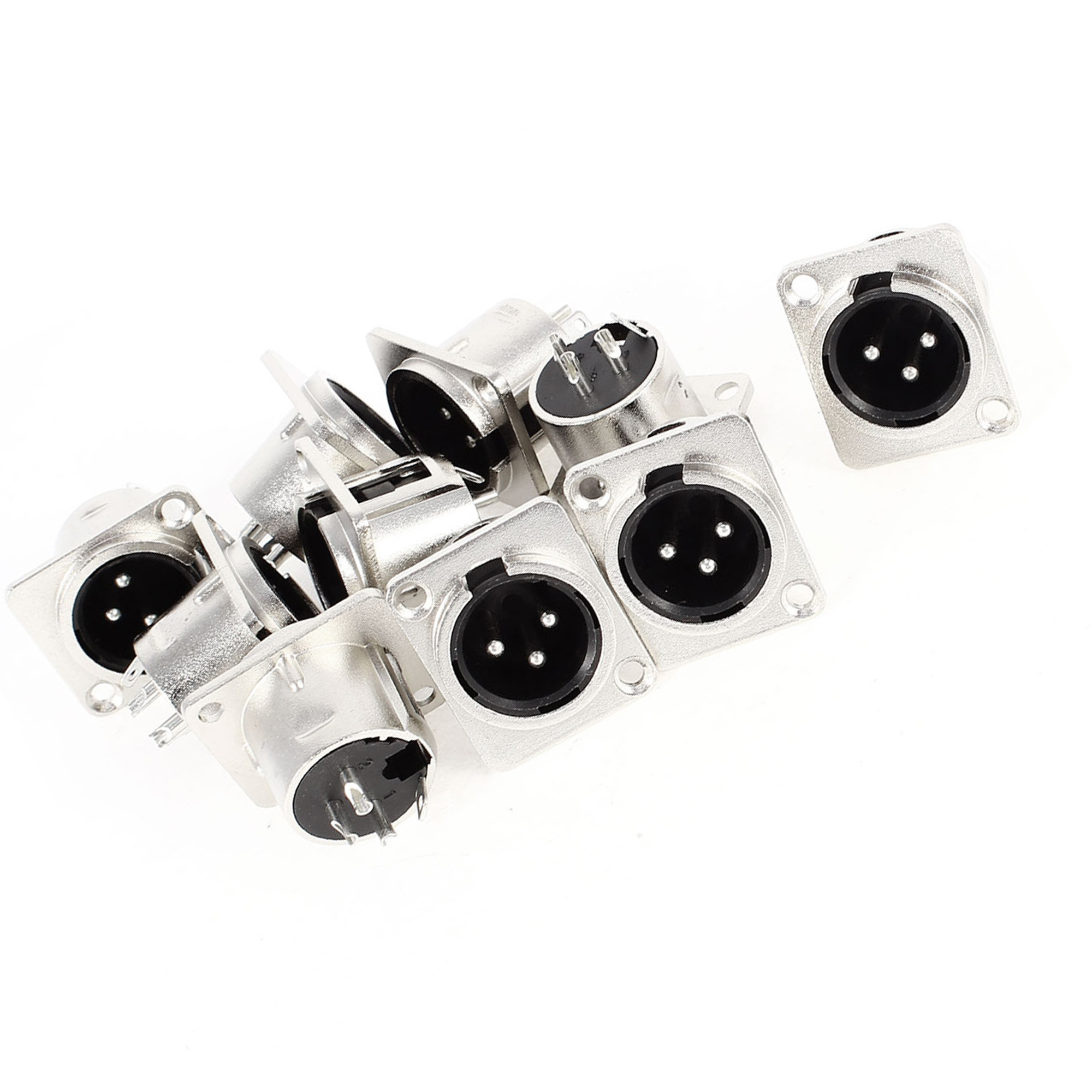 3-Pin XLR Male Chassis Panel Mount Socket Audio Speaker Microphone Jack 10pcs