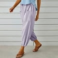 thumbnail image 6 of AOOCHASLIY Fashion Women Summer Casual Loose Cotton and Linen Pocket Solid Long Trousers Pants, 6 of 8