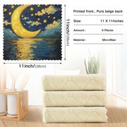 Qxltty Bright Moon over The Water Kitchen Towels Set of 6 Ultra Soft Absorbent Quick Drying Dish Cloths 11 x 11in